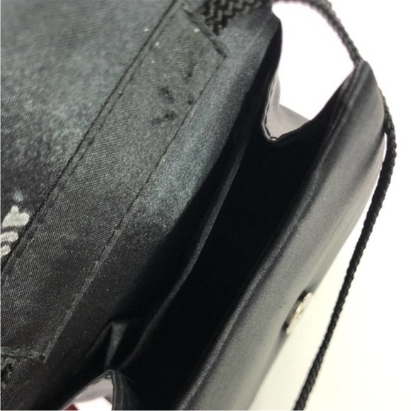 Vintage Evening Purse Black Velvet Rhinestone and Satin Crossbody Bag - Picture 13 of 13